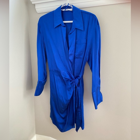 Zara Royal Blue Wrap Dress BLOGGERS FAV - Picture 7 of 11
